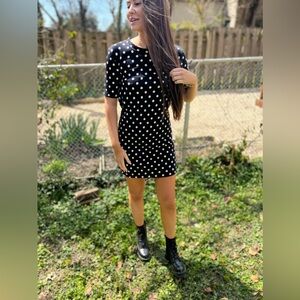 Divided by H&M Black White Pola Dot Short Sleeve Mini Dress
